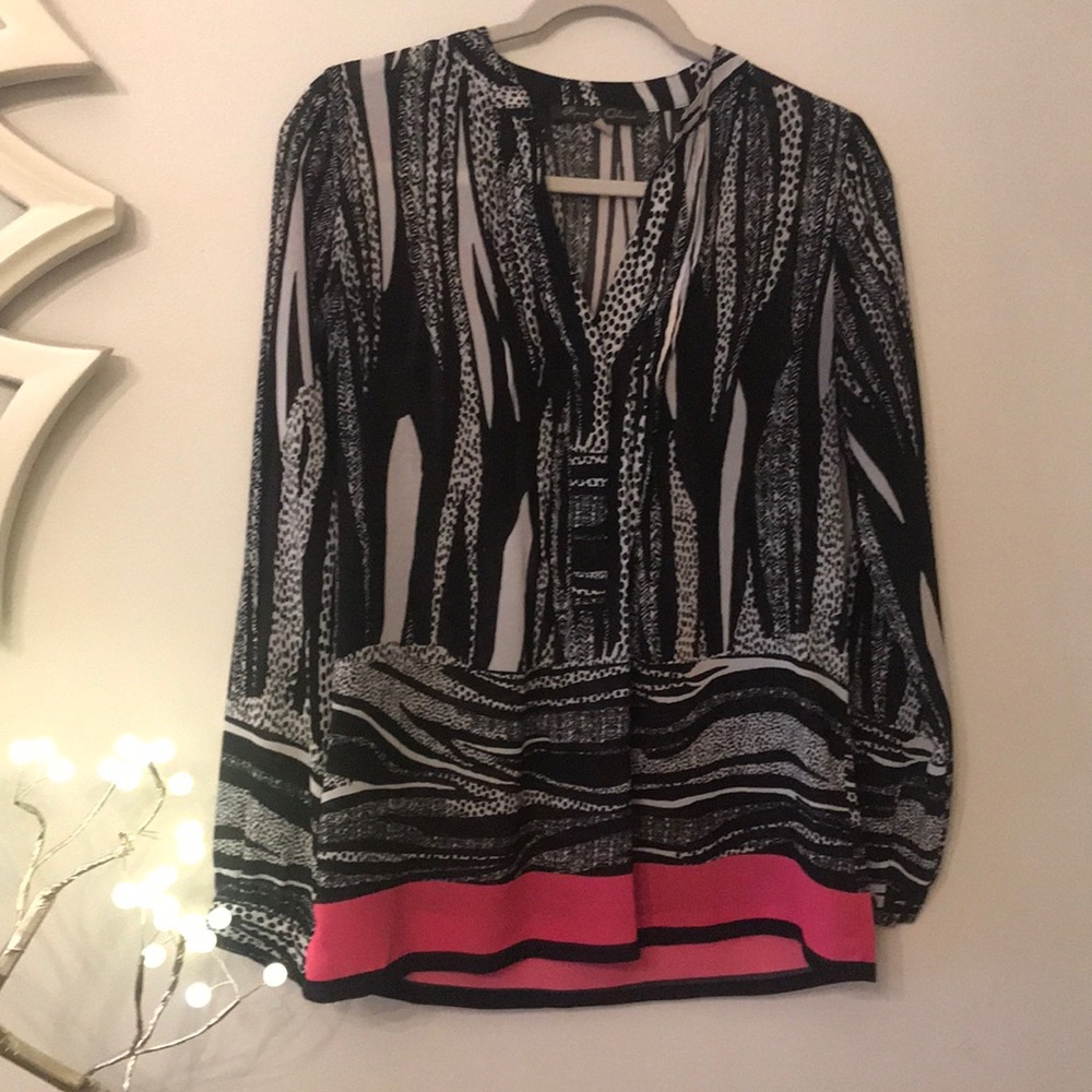 Rose & Olive Print Blouse XS
